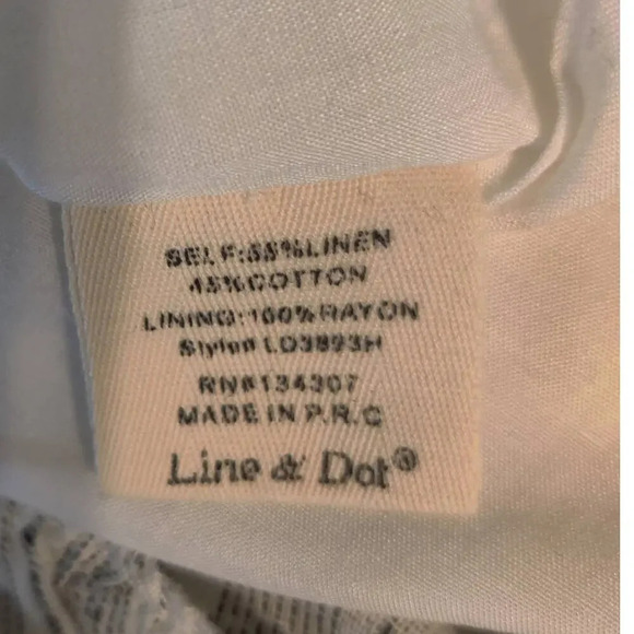 Linen Blend Sleeveless One Shoulder Mini Dress Ruffle Pinstripe Black & white S - Picture 9 of 14